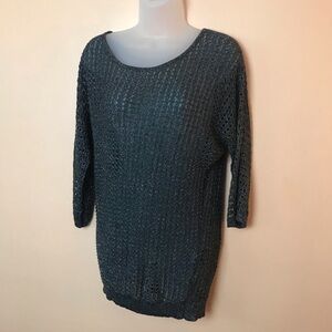 Express 3/4 Sleeve Open Weave Tunic Sweater M